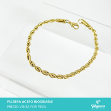 Cargar imagen en el visor de la galería, Pulsera Torsal Dorada (18cm-4mm) Acero Inoxidable
