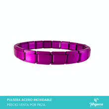 Cargar imagen en el visor de la galería, Pulsera Tipo Italiana Fiusha Mate (18 charms 8mm x 1cm) Acero Inoxidable
