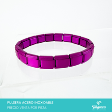 Cargar imagen en el visor de la galería, Pulsera Tipo Italiana Fiusha Mate (18 charms 8mm x 1cm) Acero Inoxidable
