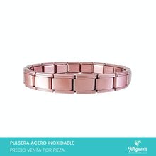 Load image into Gallery viewer, Pulsera Tipo Italiana Rosa Pastel Mate (18 charms 8mm x 1cm) Acero Inoxidable
