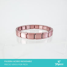 Load image into Gallery viewer, Pulsera Tipo Italiana Rosa Pastel Mate (18 charms 8mm x 1cm) Acero Inoxidable

