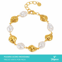 Cargar imagen en el visor de la galería, Pulsera Perla Chunky Dorada Acero Inoxidable
