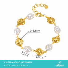 Cargar imagen en el visor de la galería, Pulsera Perla Chunky Dorada Acero Inoxidable
