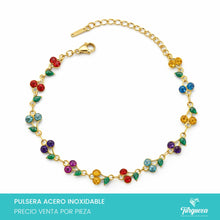 Load image into Gallery viewer, Pulsera Cerezas Colores Dorado Acero Inoxidable

