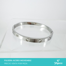 Cargar imagen en el visor de la galería, Brazalete Zirconias Plateado Acero Inoxidable
