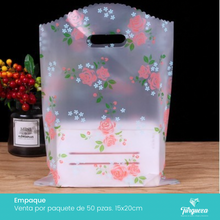 Load image into Gallery viewer, Bolsa de Plástico Flores Rosas Mediana (50pzas 15x20cm)
