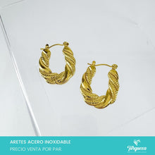 Cargar imagen en el visor de la galería, Arete Arracada Dorado 2cm Acero Inoxidable

