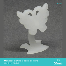 Cargar imagen en el visor de la galería, Exhibidor Aretero Mariposa 5 Pares Blanco
