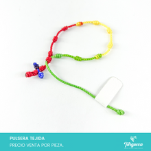 Cargar imagen en el visor de la galería, Pulsera Tejida Decenario Multicolor A con Cruz de nudo
