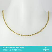 Load image into Gallery viewer, Cadena Bola Dorada (70cm-2mm) Acero Inoxidable
