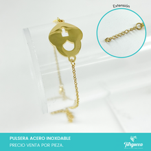 Load image into Gallery viewer, Pulsera Candado Corazon Dorada Acero Inoxidable
