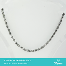 Load image into Gallery viewer, Cadena Choker Torsal Plateada (43cm-4mm) Acero Inoxidable
