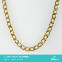 Cargar imagen en el visor de la galería, Cadena Cubana Alargada Dorada (70cm-7mm) Acero Inoxidable
