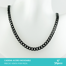 Cargar imagen en el visor de la galería, Cadena Cubana Negra (70cm-5mm) Acero Inoxidable
