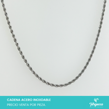 Cargar imagen en el visor de la galería, Cadena Torsal Plateada (60cm-2mm) Acero Inoxidable
