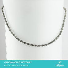 Cargar imagen en el visor de la galería, Cadena Torsal Plateada(60cm-4mm) Acero Inoxidable
