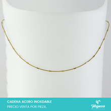 Load image into Gallery viewer, Cadena Tubular Mini con Barrilito Dorada (45cm-1mm) Acero Inoxidable
