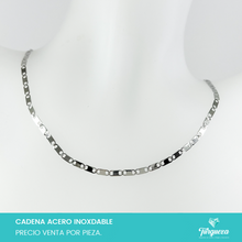 Cargar imagen en el visor de la galería, Cadena Valenti Planchada Plateada (60cm-2.5mm) Acero Inoxidable
