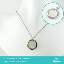 Load image into Gallery viewer, Collar Medalla San Benito Perla Madre Plateado Acero Inoxidable
